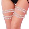 deladola Silver Sequin Leg Garters, Elastic Thigh Bands for Women, Party Rave Cosplay Costume view 1