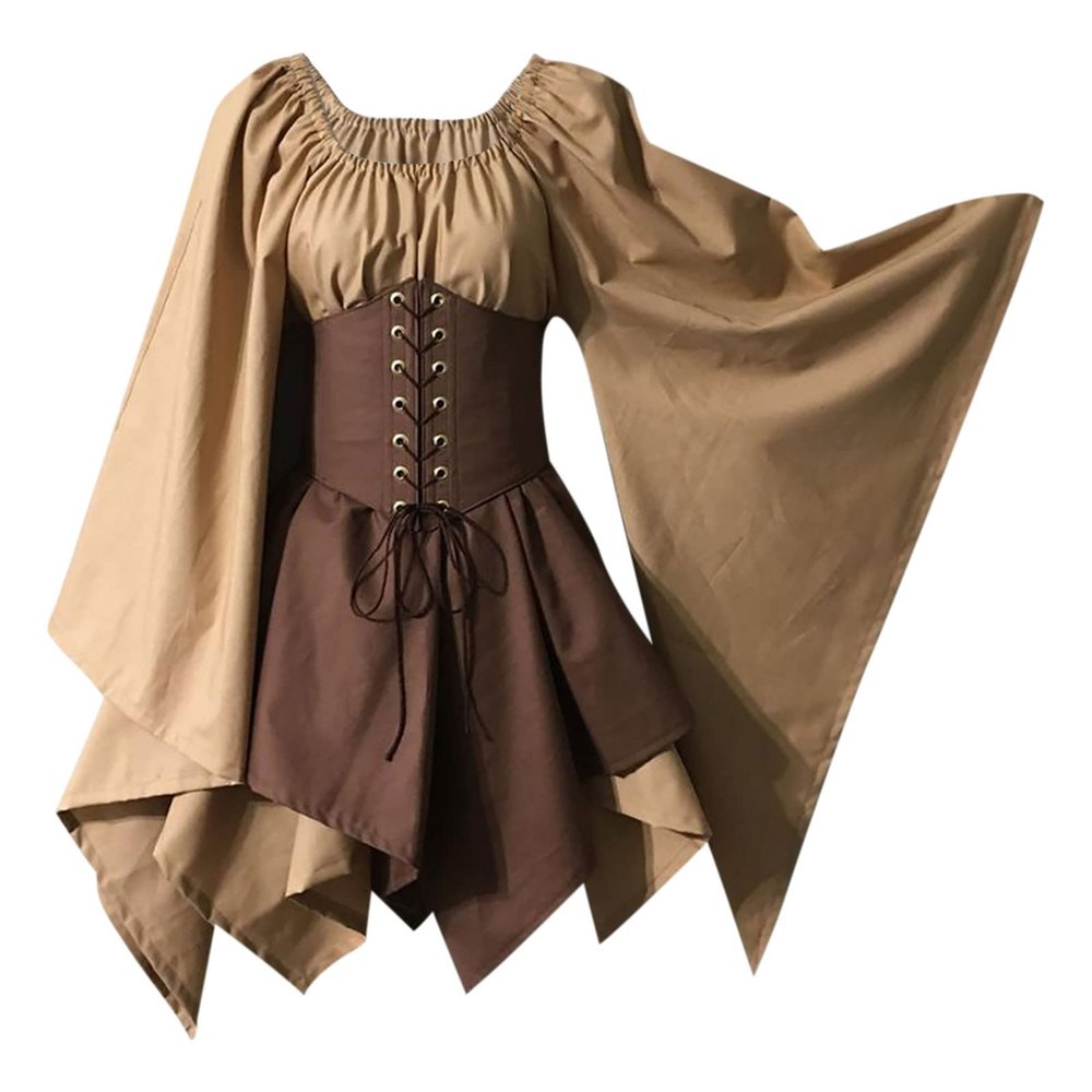 Halloween Witch Dress Gothic Pirate Costume Vintage Halloween Dresses Medieval Renaissance Dress Costume Ren Faire Fairy Dress Cosplay Victorian Vintage Retro Gown Regency Dresses 1900S