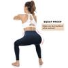 Cotton High Waist Yoga Pants with Pockets Tummy Control Workout 7/8 Leggings Running Athletic Compression Pants P30-Dark Blue-XL view 4