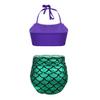 Moily Kids Girls Shiny Mermaid Bikini Set Bowknot Halter Top with Briefs Bottoms 2 Piece Swimming Bathing Suit M-Deep Purple 3-4 view 2