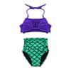 Moily Kids Girls Shiny Mermaid Bikini Set Bowknot Halter Top with Briefs Bottoms 2 Piece Swimming Bathing Suit M-Deep Purple 3-4 view 3