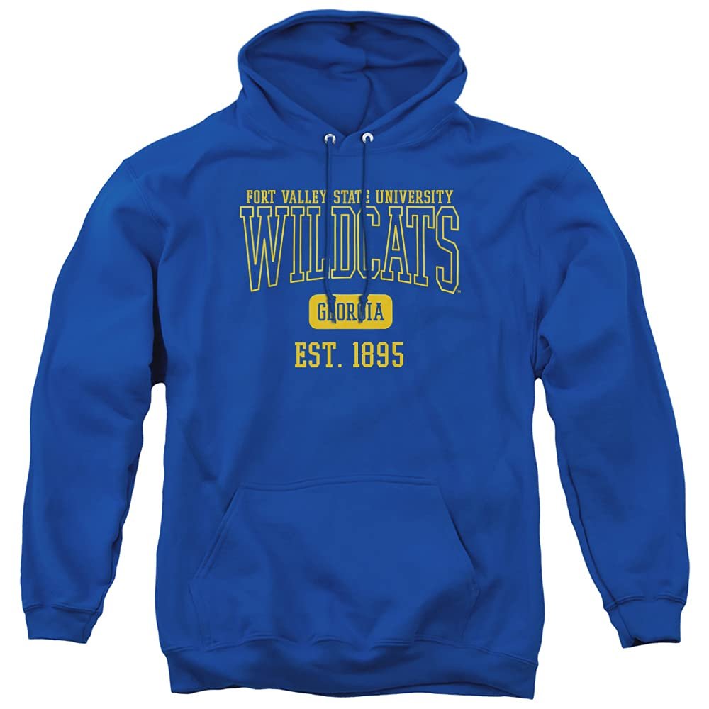 Fort Valley State University Official Est. Date Unisex Adult Pull-Over Hoodie, Royal Blue, X-Large