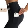 Cotton Yoga Pants with Pockets High Waist Tummy Control Workout 7/8 Leggings Running Athletic Compression Pants P30-Black-XL view 2
