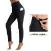 Cotton Yoga Pants with Pockets High Waist Tummy Control Workout 7/8 Leggings Running Athletic Compression Pants P30-Black-XL view 4