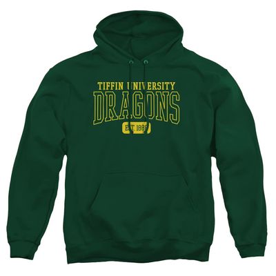 Tiffin University Official Est. Date Unisex Adult Pull-Over Hoodie, Hunter Green, Medium