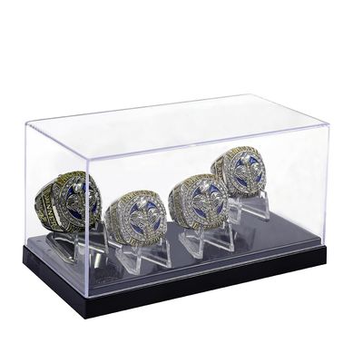 Championship Ring Display Case Box Holder Storage 4 Slot Hole Single for Football/Baseball/Basketball/Hockey/High School/Class/Graduate/College/Team/Father's Souvenir Sports Championship Ring