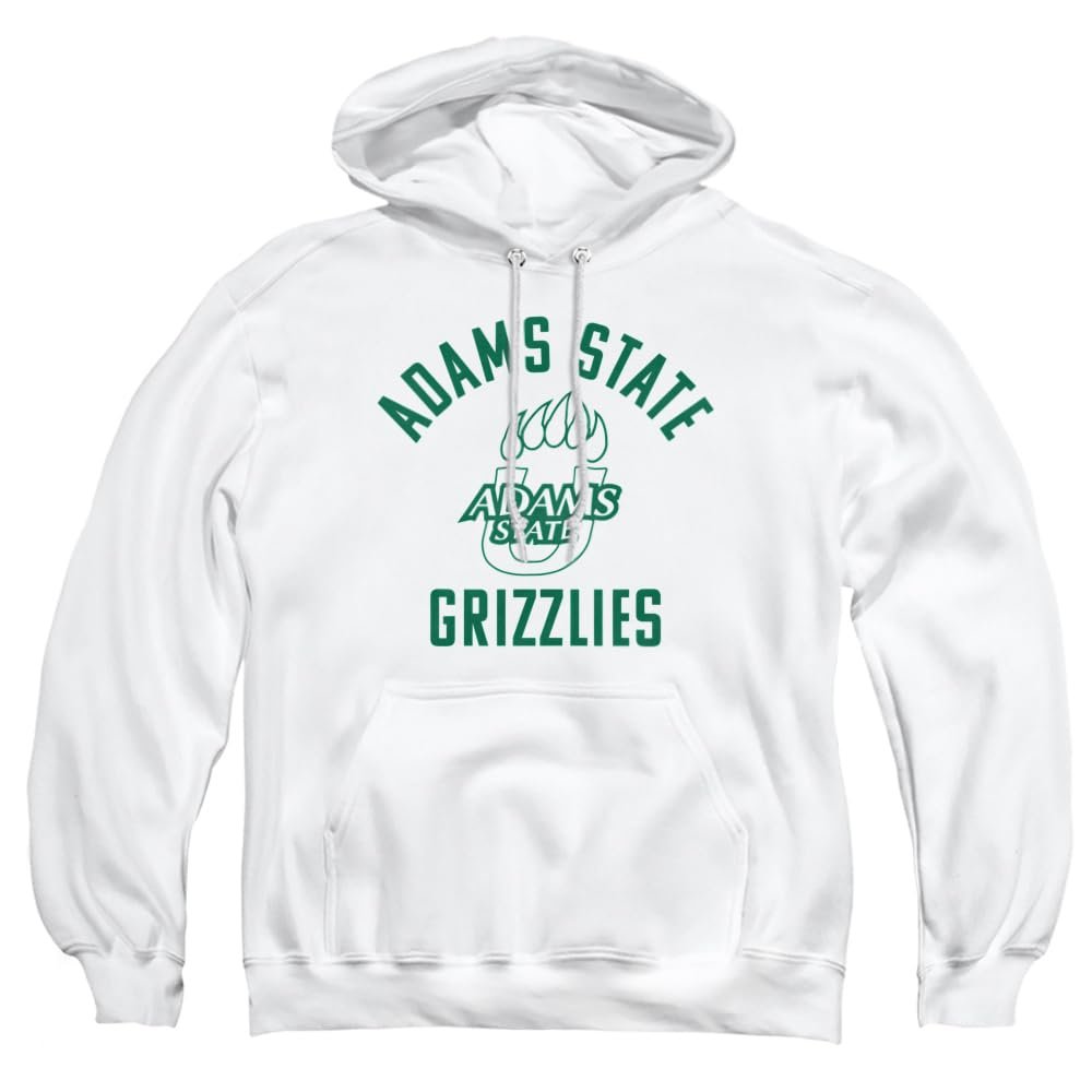Adams State University Official One Color Logo Unisex Adult Pull-Over Hoodie, White, 3X-Large