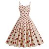 1950 Housewife Dress for Women Sleeveless Spaghetti Straps Audrey Hepburn Vintage Polka Dot Dress 40s 50s Rockabilly Dresses 60s Tea Party Swing Dress Apricot Red Polka Medium view 1
