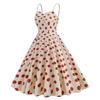 1950 Housewife Dress for Women Sleeveless Spaghetti Straps Audrey Hepburn Vintage Polka Dot Dress 40s 50s Rockabilly Dresses 60s Tea Party Swing Dress Apricot Red Polka Medium view 3