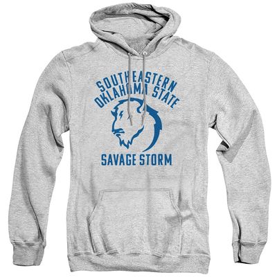 Southeastern Oklahoma State University Official One Color Logo Unisex Adult Pull-Over Hoodie, Athletic Heather, 2X-Large