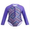 YOOJIA Kids Girls One-Piece Swimwear Tropical Style Rash Guard Long Sleeves Swimsuit Palm Zippered Bathing Suit Purple 14 view 1