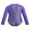 YOOJIA Kids Girls One-Piece Swimwear Tropical Style Rash Guard Long Sleeves Swimsuit Palm Zippered Bathing Suit Purple 14 view 2
