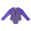 YOOJIA Kids Girls One-Piece Swimwear Tropical Style Rash Guard Long Sleeves Swimsuit Palm Zippered Bathing Suit Purple 14 view 3