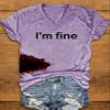 I'm Fine Tshirt Blood I'm Fine Shirt with Bloodi'm Fine Bloody T-Shirt T Shirt Funny Scary Bloody Halloween Costume Bloody Knife Bloodstained Tshirt Women's Halloween Humor Funny Purple view 2
