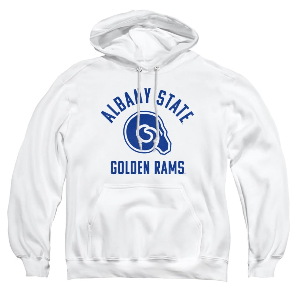 Albany State University Official One Color Logo Unisex Adult Pull-Over Hoodie, White, 2X-Large