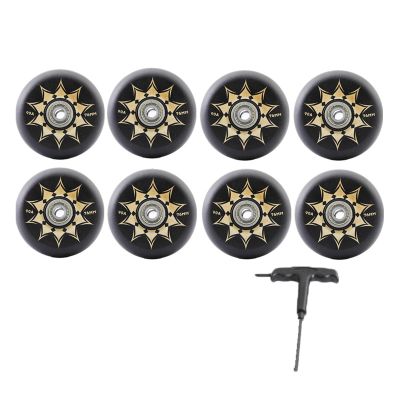 Inline Skate Wheels 90A (8-Pack), 64mm/68mm/70mm/72mm/76mm/80mm Roller Skate Wheels, Intended for Indoor and Outdoor Wheel Replacement,64mm