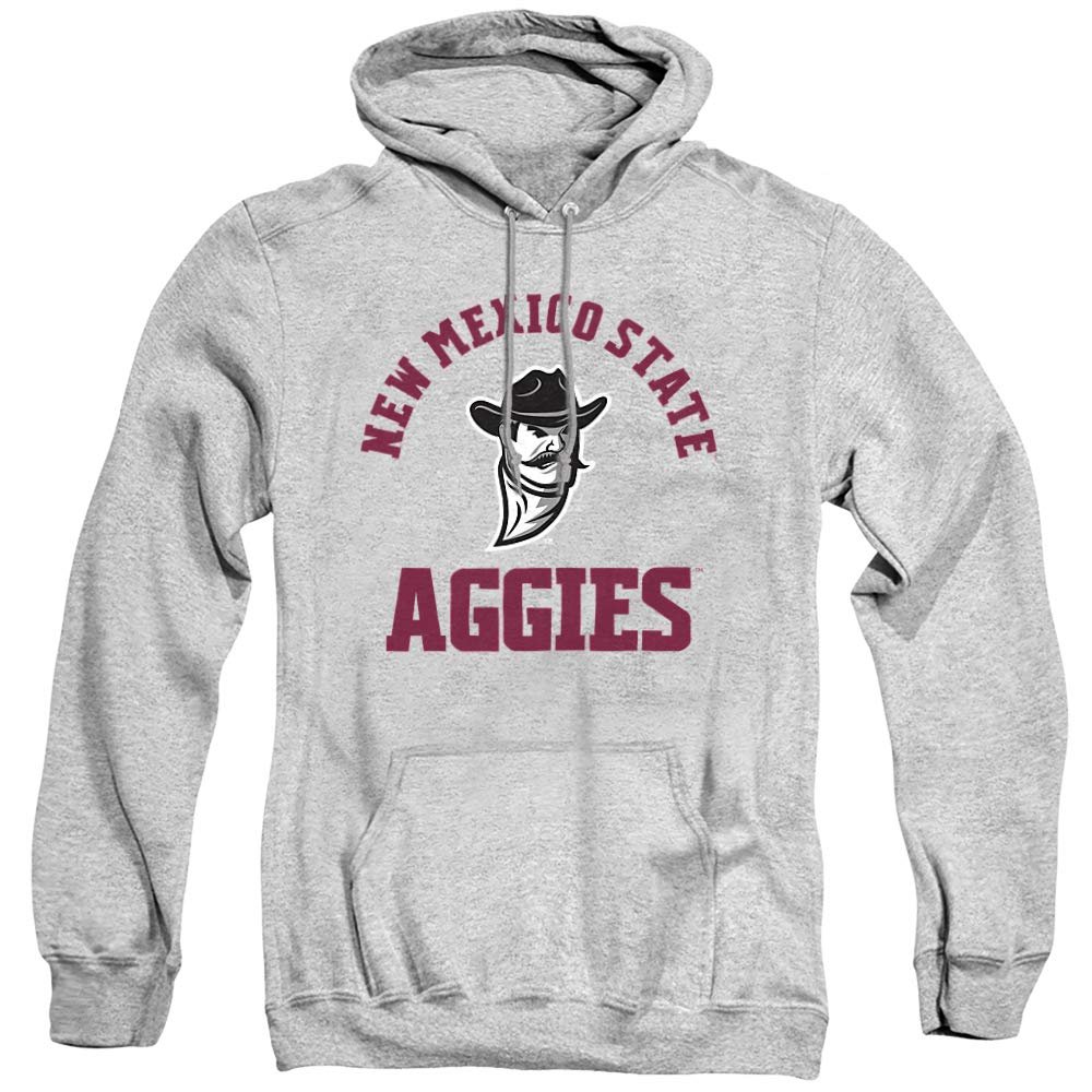 New Mexico State University Official One Color Logo Unisex Adult Pull-Over Hoodie, Athletic Heather, Small