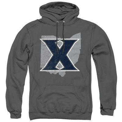 Xavier University Official State Shape Unisex Adult Pull-Over Hoodie, Charcoal, X-Large