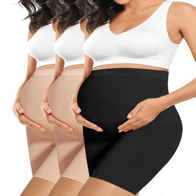 Peauty Maternity Shapewear Shorts for Women Pregnancy Underwear Post Partum Underwear for Women Maternity Panties Pregnancy Clothes Fajas Para Embarazadas (Nude+Nude+Black M)