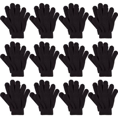 Glooarm 12 Pairs Kids Gloves Winter Toddler Full Fingers Knit Children Stretchy Warm Gloves Bulk for Boys Girls