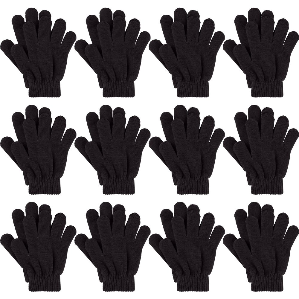 Glooarm 12 Pairs Kids Gloves Winter Toddler Full Fingers Knit Children Stretchy Warm Gloves Bulk for Boys Girls