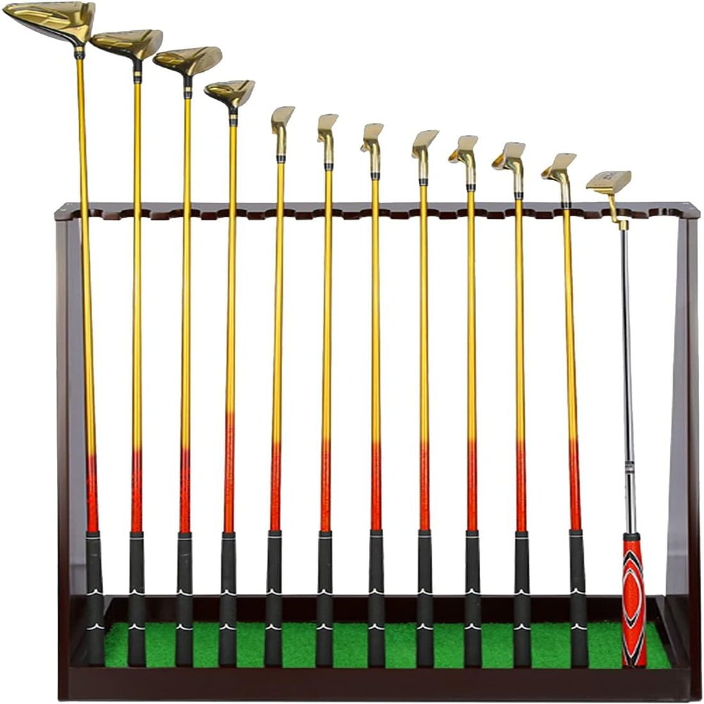Katzowen Golf Club Stand Display Wood, 13 Putter Holder Golf Club Organizer, Golf Clubs Equipment Storage Rack, for Indoor/Outdoor/Golf Club