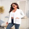 TASAMO Lightweight Plus Size Duster Cardigan Kimono with Pockets Floral Knit Draped Travel Outfits Flowy Cover Up A- White view 3