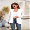 TASAMO Lightweight Plus Size Duster Cardigan Kimono with Pockets Floral Knit Draped Travel Outfits Flowy Cover Up A- White view 4