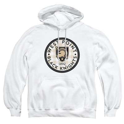 Us Military Academy Official Plaid Badge Unisex Adult Pull-Over Hoodie, White, 2X-Large