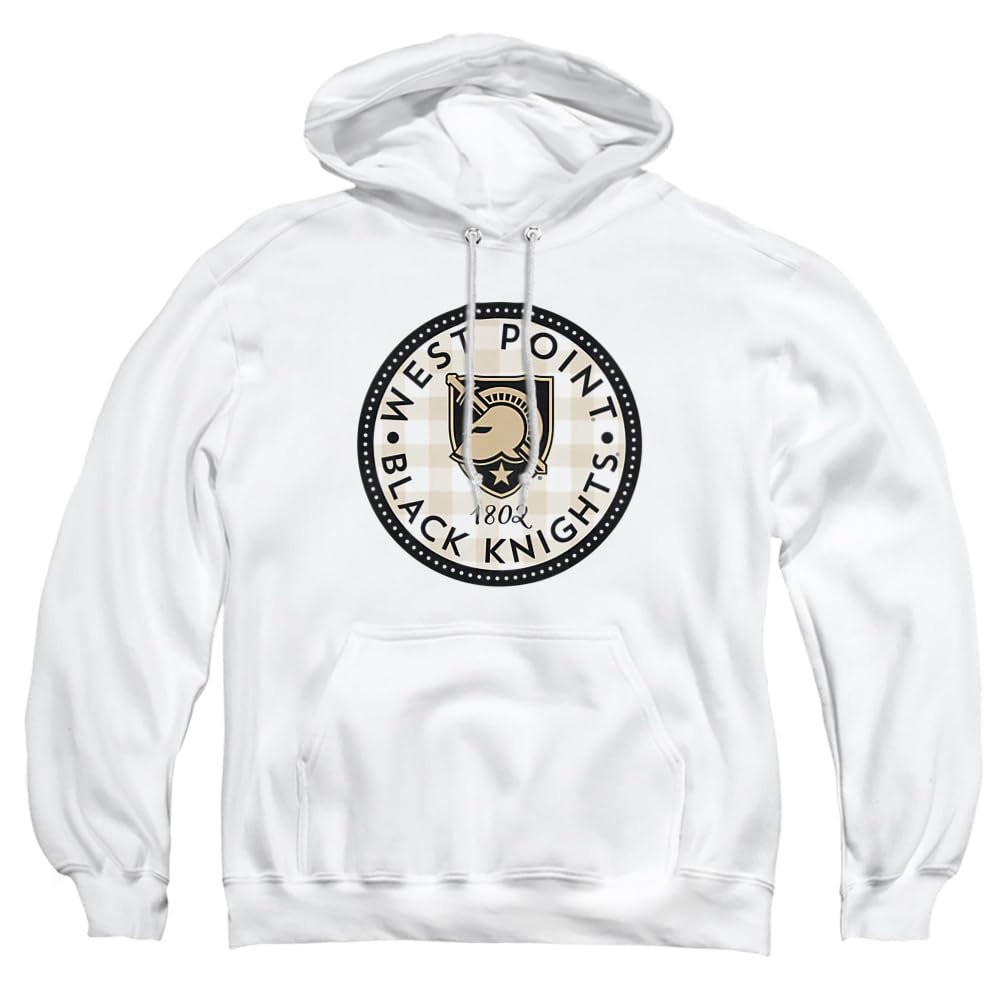 Us Military Academy Official Plaid Badge Unisex Adult Pull-Over Hoodie, White, 2X-Large