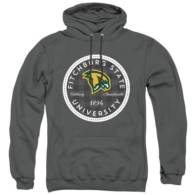 Fitchburg State University Official Plaid Badge Unisex Adult Pull-Over Hoodie, Charcoal, 3X-Large
