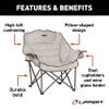 Lippert Big Bear Club Camping Chair - Sand, Comfortable Foldable Chair, Oversized Pillow Cushions, Dual Cupholders, Powder Coated Steel, 600D Polyester Fabric, 400 lb. Capacity, 2022114813 view 3