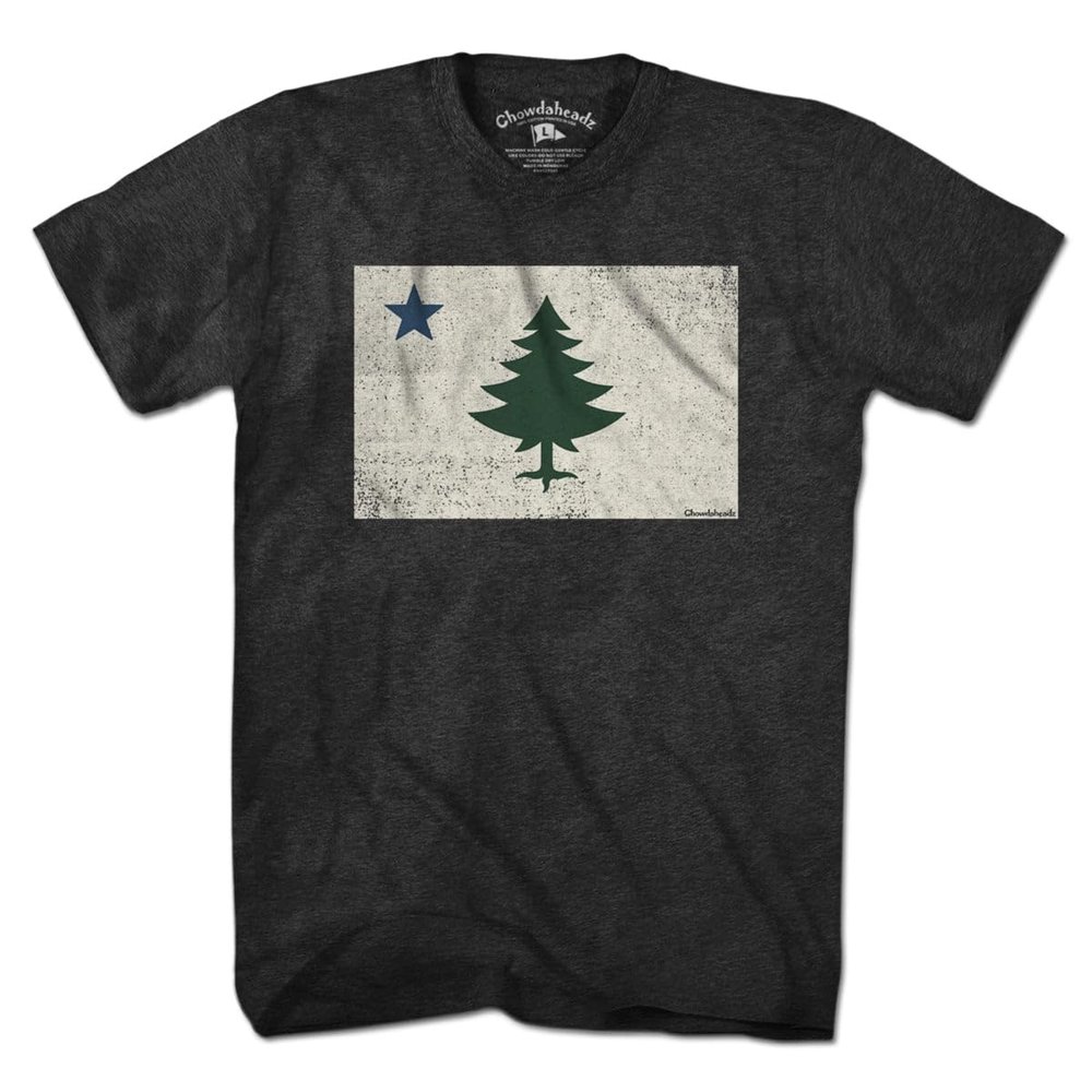 Chowdaheadz Vintage Maine Flag T-Shirt - Unisex Vintage Tee Soft Cotton Blend