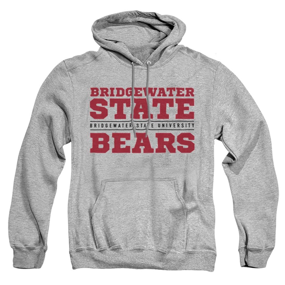 Bridgewater State University Official Between The Lines Unisex Adult Pull-Over Hoodie, Athletic Heather, 3X-Large