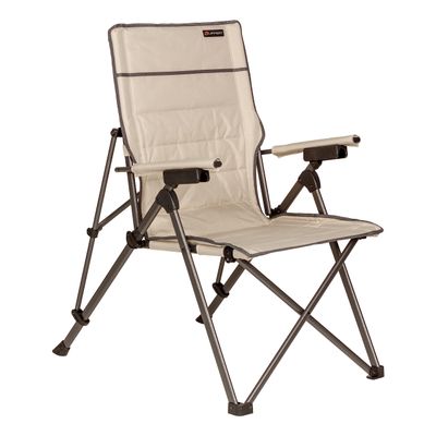 Lippert Sun Soaker Three-Position Reclining Camping Chair with 600D Polyester Fabric, Padded Back/Seat, Steel Frame Construction, 250-lb. Weight Capacity, Sand Color - 2022120580