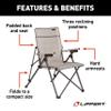 Lippert Sun Soaker Three-Position Reclining Camping Chair with 600D Polyester Fabric, Padded Back/Seat, Steel Frame Construction, 250-lb. Weight Capacity, Sand Color - 2022120580 view 3