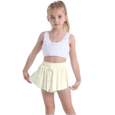Butterfly Flowy Shorts Skirts for Girls Tennis Cheer Stuff Athletic Preppy Running Sports Skirt for Teen Girls (Cream Color, M)