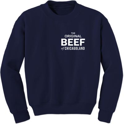 FerociTees Unisex Original Beef Of Chicagoland X-Large Navy Blue Crewneck Sweatshirt