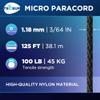 TECEUM Micro Paracord  Black  1.18 mm x 125 ft  Micro Utility Cord  Thin Braided Paracord Rope Nylon Polyester  Wind Chime Replacement  Survival Strong String 016c view 2