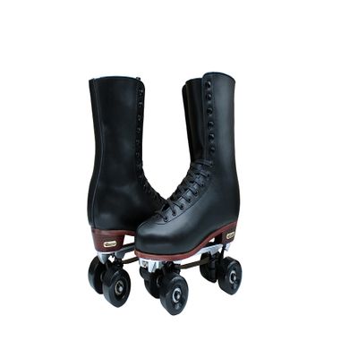 Chicago Skates Men's Premium Lifestyle Leather and Suede Lined Quad Rink Roller Derby Skate - Black - Size 4