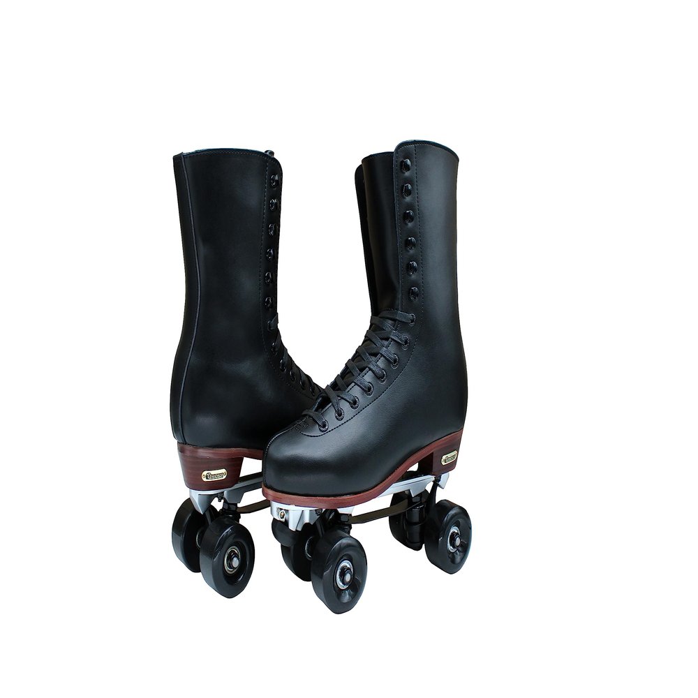 Chicago Skates Men's Premium Lifestyle Leather and Suede Lined Quad Rink Roller Derby Skate - Black - Size 4