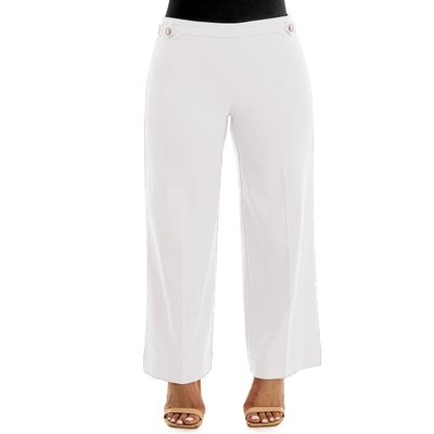 Zac & Rachel Womens Pull On Millennium Wide Leg W/Hardware Waist Tabs Pants, Optic White, 12 US