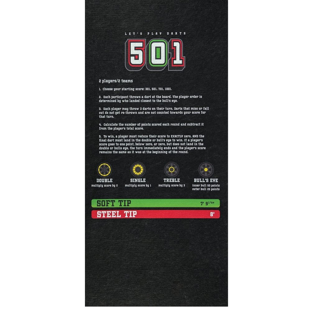 PIG Self-Sticking Dart Mat  501 Dart Game  Black  3 x 10  PM70142