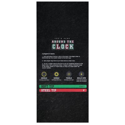 PIG Self-Sticking Dart Mat  Around The Clock Dart Game - Black  3 x 10  PM70141