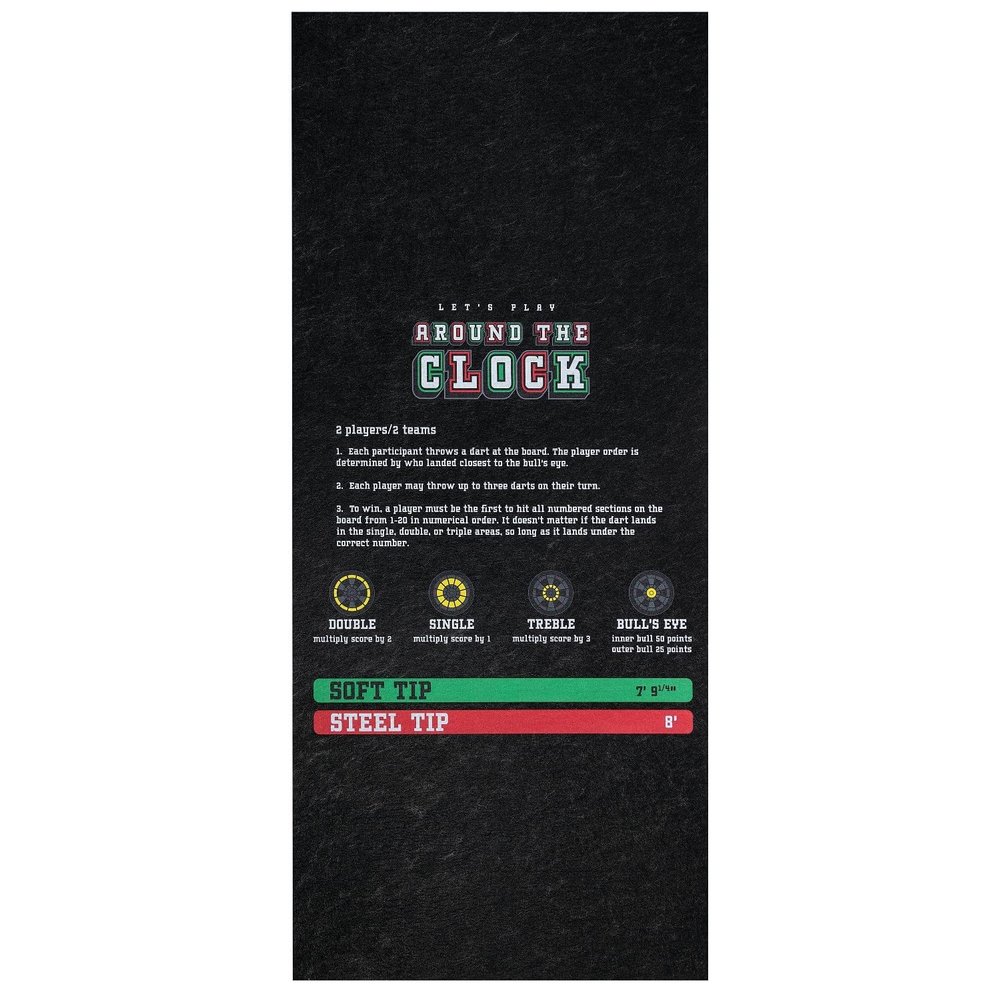 PIG Self-Sticking Dart Mat  Around The Clock Dart Game - Black  3 x 10  PM70141