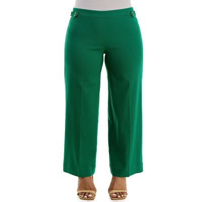 Zac & Rachel Pull on Millennium Wide Leg Pant w/Hardware Waist Tabs, Ultramarine Green, 16