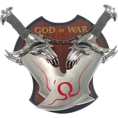 Cold Fusion Metal Kratos Replica Blades of Chaos, Small, Unisex, with 2 Attached Daggers and Plaque