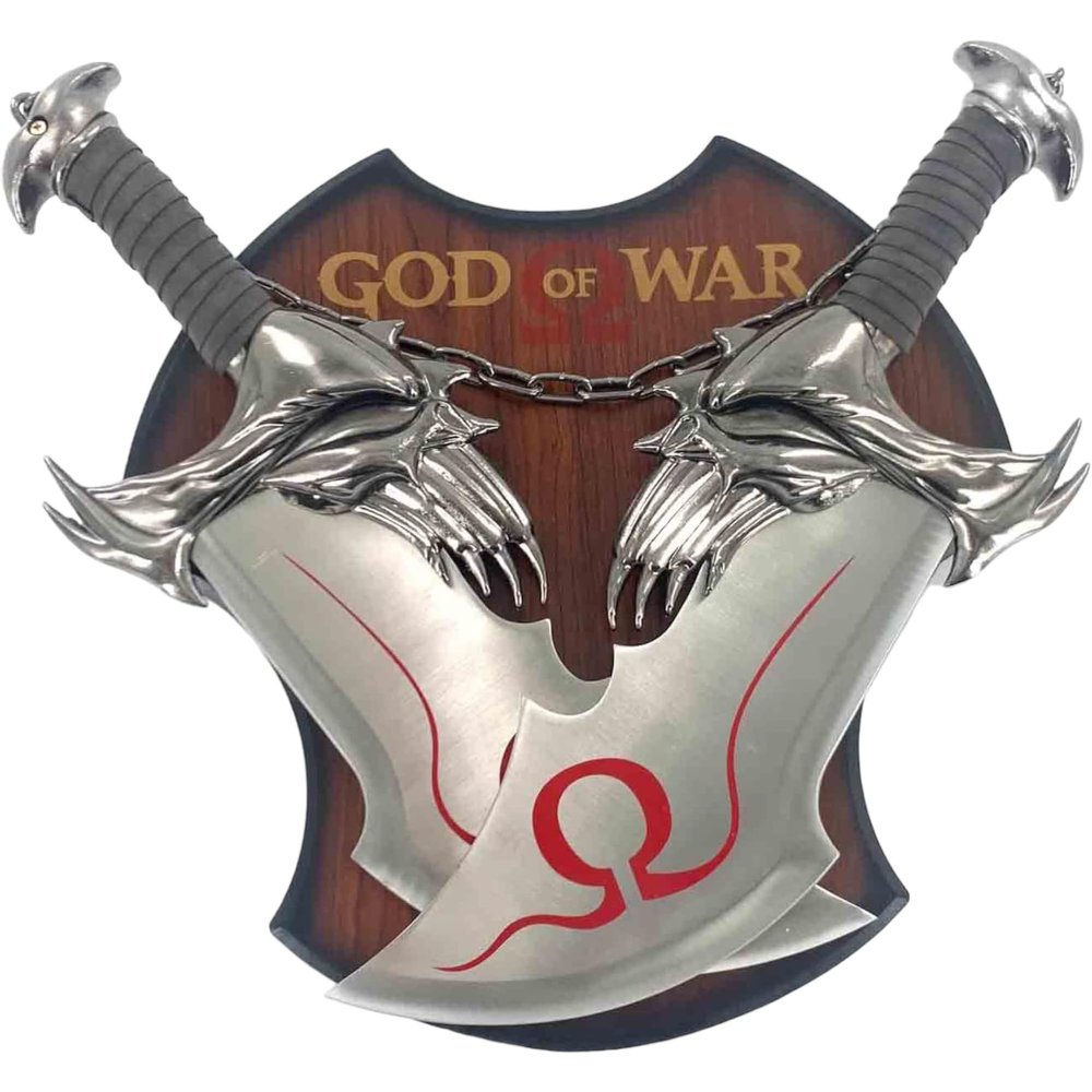 Cold Fusion Metal Kratos Replica Blades of Chaos, Small, Unisex, with 2 Attached Daggers and Plaque