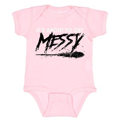 Xtreme Apparrel About to Get Messy Kid's Fan Onesie (Pink Onesie, 6M)