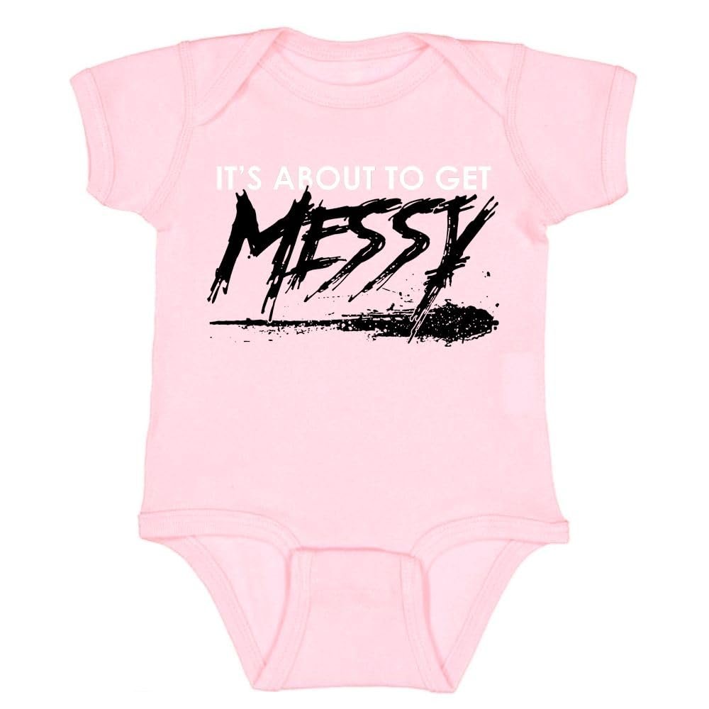 Xtreme Apparrel About to Get Messy Kid's Fan Onesie (Pink Onesie, 6M)